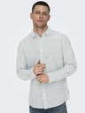ONLY & SONS Weiß-grün gestreiftes Herrenhemd mit Leinen ONLY & SONS Caiden