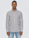 ONLY & SONS Weiß und blau gestreiftes Herrenhemd mit Leinen ONLY & SONS Caiden