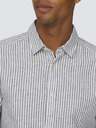 ONLY & SONS Weiß und blau gestreiftes Herrenhemd mit Leinen ONLY & SONS Caiden