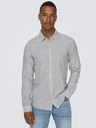 ONLY & SONS Weiß und blau gestreiftes Herrenhemd mit Leinen ONLY & SONS Caiden