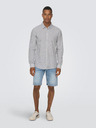 ONLY & SONS Weiß und blau gestreiftes Herrenhemd mit Leinen ONLY & SONS Caiden
