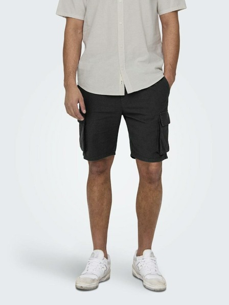 ONLY & SONS Schwarze Herren-Leinen-Shorts ONLY & SONS Sinus