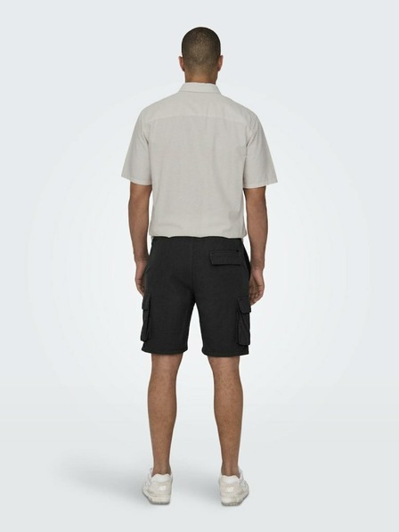 ONLY & SONS Schwarze Herren-Leinen-Shorts ONLY & SONS Sinus