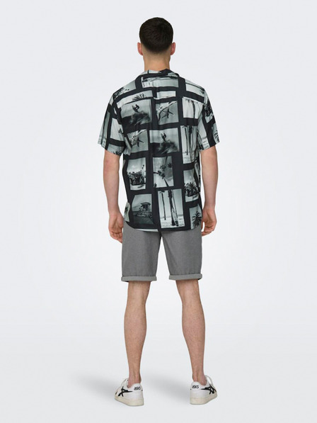 ONLY & SONS Schwarzes gemustertes Herrenhemd Nano