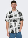 ONLY & SONS Schwarz-weißes gemustertes Herrenhemd ONLY & SONS Nano