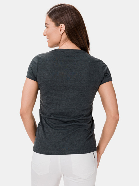 Sam 73 Dunkelgraues Damen-T-Shirt bedruckt mit SAM 73 Penny