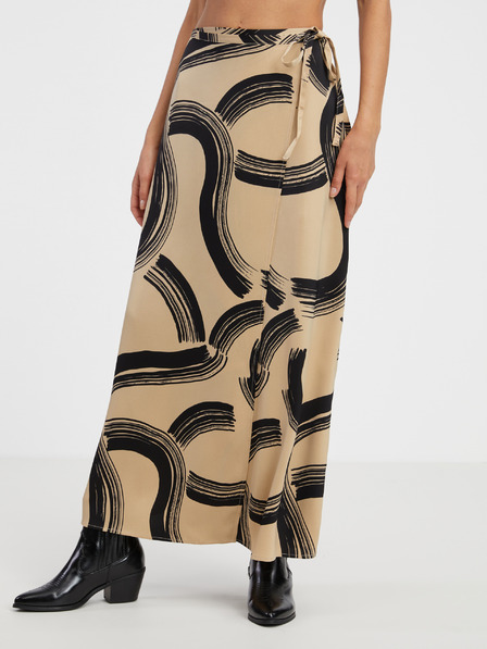 AWARE by VERO MODA Beige Gemusterter Wickel-Maxirock AWARE by VERO MODA Gusa