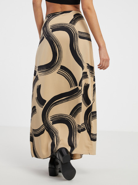 AWARE by VERO MODA Beige Gemusterter Wickel-Maxirock AWARE by VERO MODA Gusa