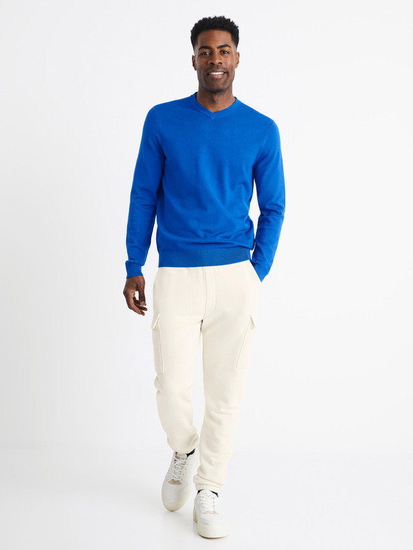 Celio Blauer einfarbiger Pullover Celio Befirstv