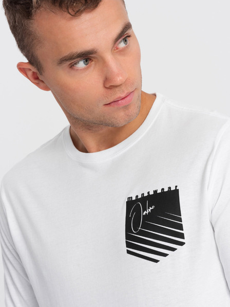 Ombre Clothing Weißes bedrucktes Herren-T-Shirt Ombre Kleidung