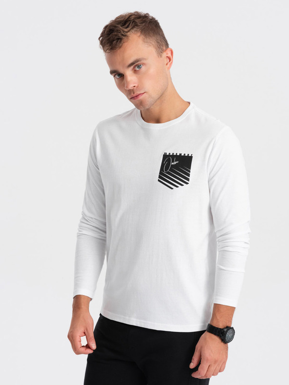 Ombre Clothing Weißes bedrucktes Herren-T-Shirt Ombre Kleidung