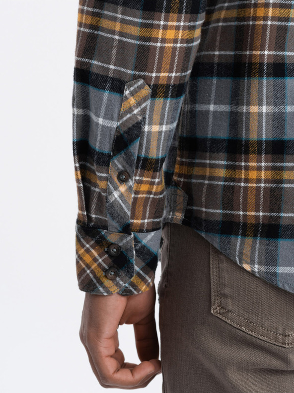 Ombre Clothing Orange-graues Herrenflanellhemd Ombre Clothing