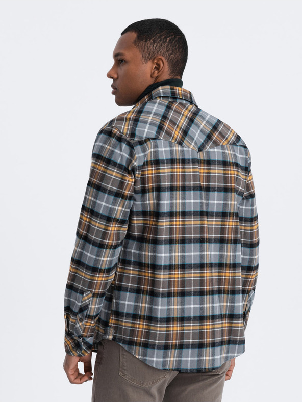 Ombre Clothing Orange-graues Herrenflanellhemd Ombre Clothing