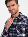 Ombre Clothing Dunkelblau Herren Flanell Overshirt Ombre Kleidung