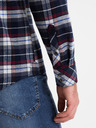 Ombre Clothing Dunkelblau Herren Flanell Overshirt Ombre Kleidung
