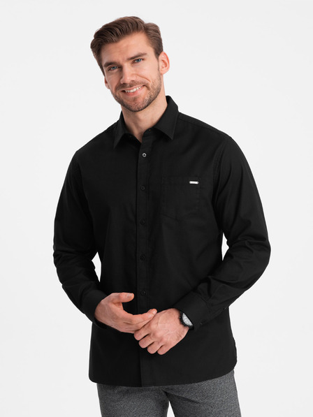Ombre Clothing Schwarzes Herrenhemd Ombre Clothing