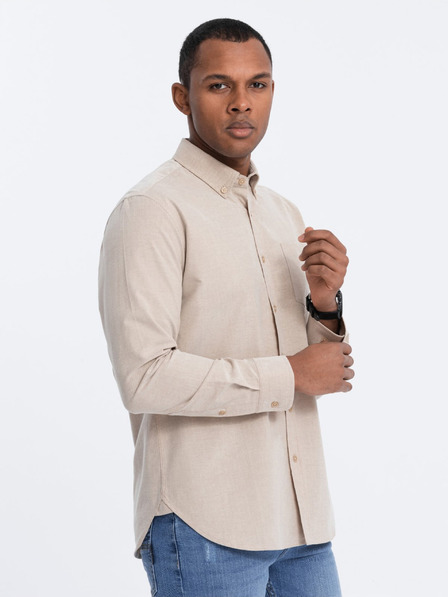 Ombre Clothing Beige Herrenhemd Ombre Clothing