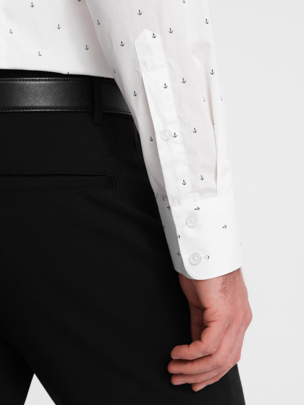 Ombre Clothing Weißes gemustertes Herrenhemd von Ombre Clothing