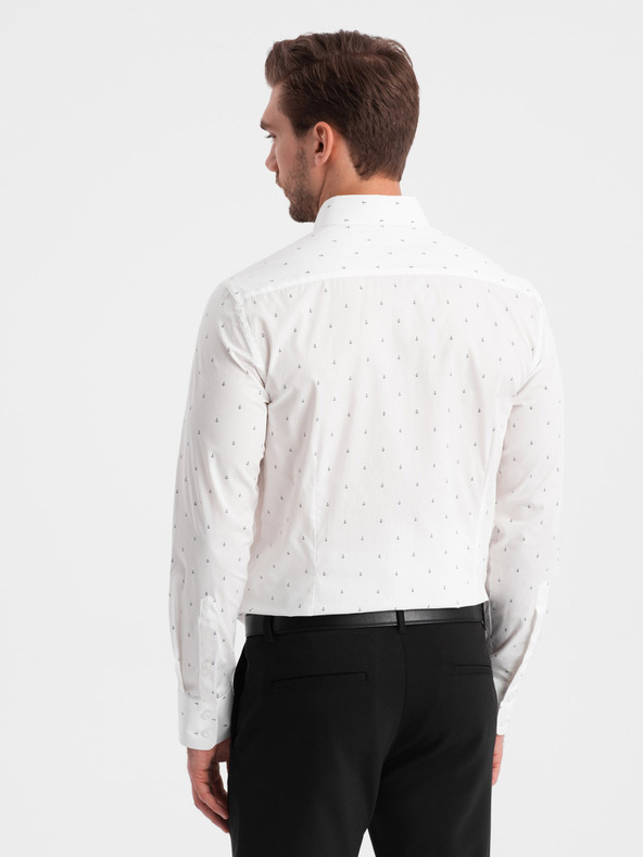 Ombre Clothing Weißes gemustertes Herrenhemd von Ombre Clothing