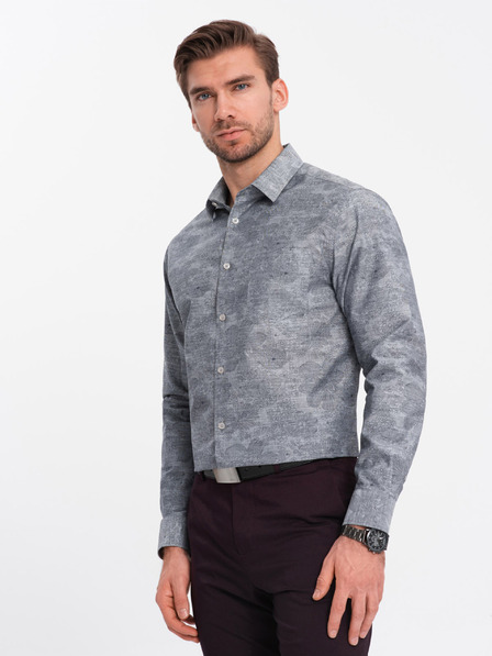 Ombre Clothing Grau gemustertes Herrenhemd Ombre Clothing