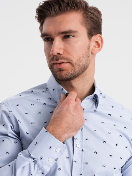 Ombre Clothing Hellblaues gemustertes Herrenhemd Ombre Kleidung