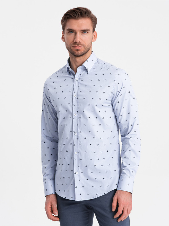 Ombre Clothing Hellblaues gemustertes Herrenhemd Ombre Kleidung