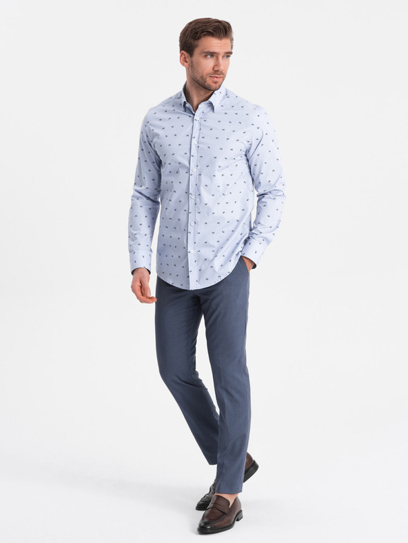 Ombre Clothing Hellblaues gemustertes Herrenhemd Ombre Kleidung