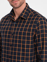 Ombre Clothing Orange und blau kariertes Flanellhemd für Männer von Ombre Clothing