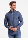Ombre Clothing Dunkelblaues gemustertes Herrenflanellhemd Ombre Clothing