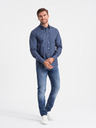 Ombre Clothing Dunkelblaues gemustertes Herrenflanellhemd Ombre Clothing