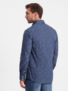 Ombre Clothing Dunkelblaues gemustertes Herrenflanellhemd Ombre Clothing