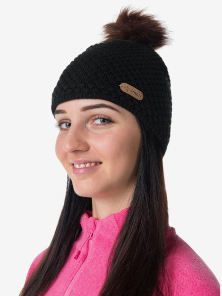 Kilpi Schwarze Damenmütze mit Bommel Kilpi LADY-W