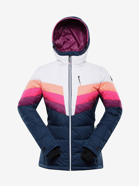 ALPINE PRO Blau-weiße Damen-Daunen-Skijacke mit Membrane PTX ALPINE PRO Feedra
