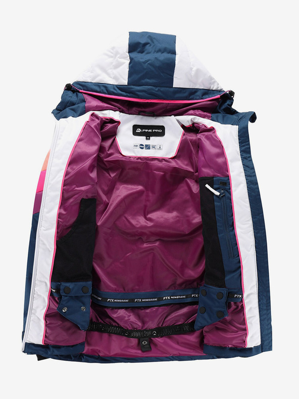 ALPINE PRO Blau-weiße Damen-Daunen-Skijacke mit Membrane PTX ALPINE PRO Feedra
