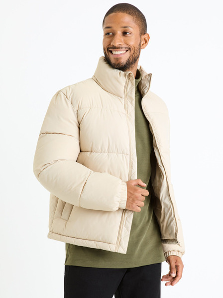 Celio Cremefarbene Herren-Steppwinterjacke Celio Fuparigi
