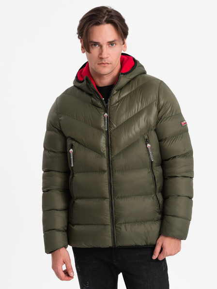 Ombre Clothing Dunkelgrüne Herren Steppwinterjacke Ombre Clothing