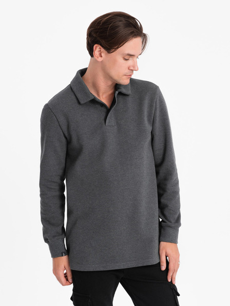 Ombre Clothing Graues Herren-Sweatshirt mit Grundkragen Ombre Kleidung
