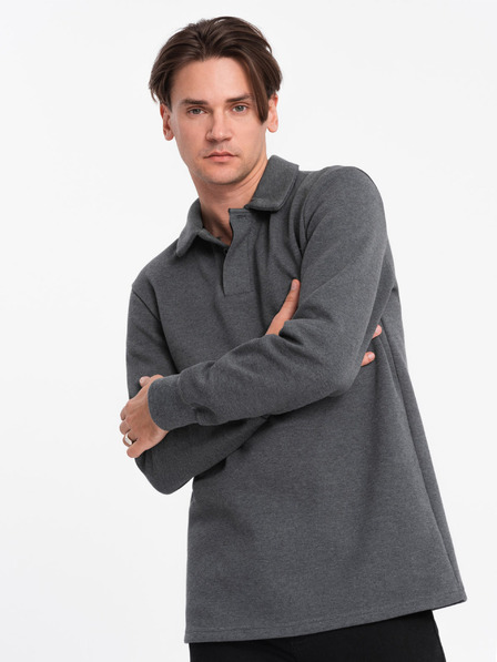 Ombre Clothing Graues Herren-Sweatshirt mit Grundkragen Ombre Kleidung