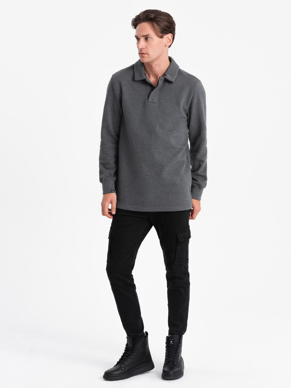 Ombre Clothing Graues Herren-Sweatshirt mit Grundkragen Ombre Kleidung