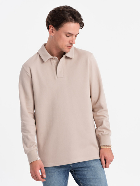 Ombre Clothing Beige Herren Sweatshirt mit Grundkragen Ombre Kleidung