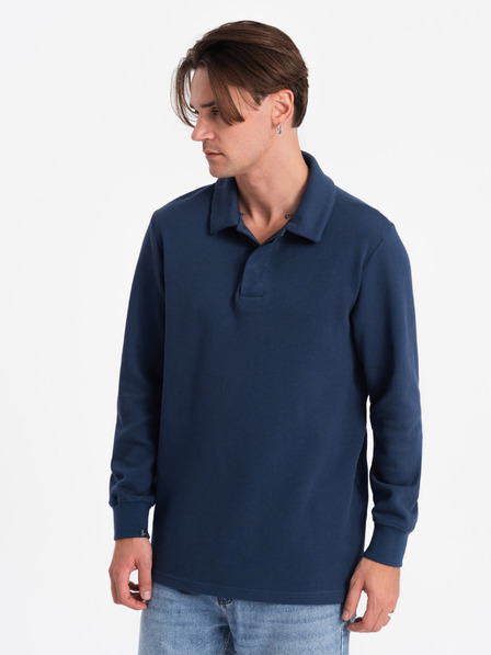Ombre Clothing Dunkelblaues Herren Sweatshirt mit Grundkragen Ombre Kleidung