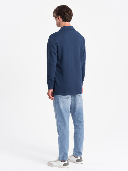 Ombre Clothing Dunkelblaues Herren Sweatshirt mit Grundkragen Ombre Kleidung