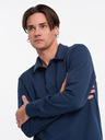 Ombre Clothing Dunkelblaues Herren Sweatshirt mit Grundkragen Ombre Kleidung