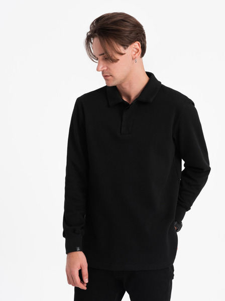 Ombre Clothing Schwarzes Herren-Sweatshirt mit Grundkragen Ombre Clothing