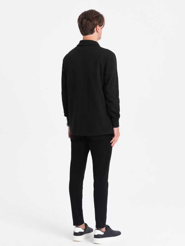 Ombre Clothing Schwarzes Herren-Sweatshirt mit Grundkragen Ombre Clothing