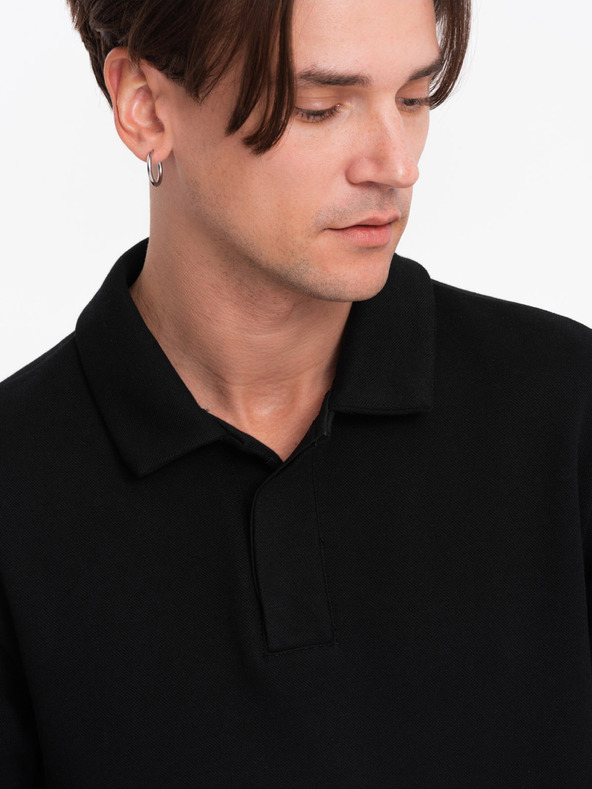 Ombre Clothing Schwarzes Herren-Sweatshirt mit Grundkragen Ombre Clothing