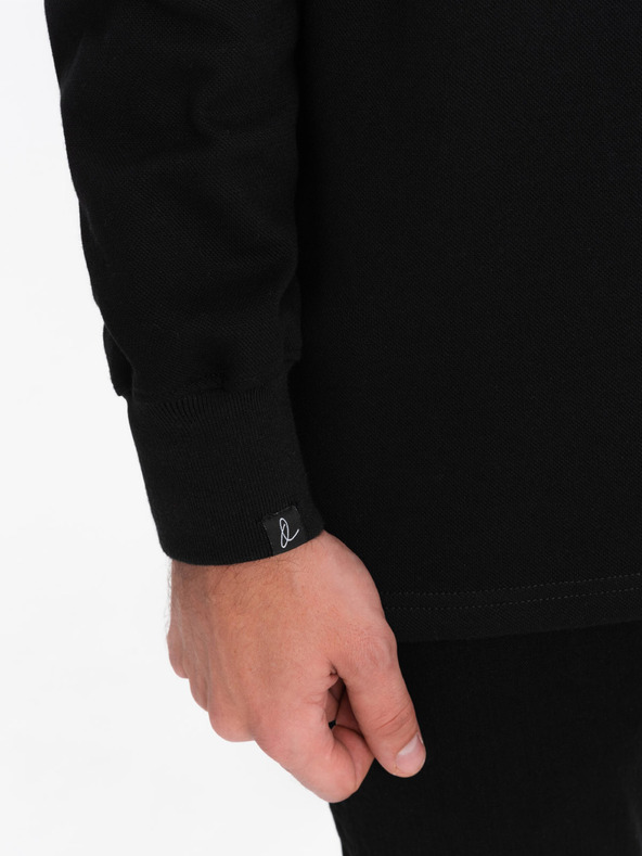 Ombre Clothing Schwarzes Herren-Sweatshirt mit Grundkragen Ombre Clothing