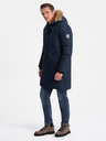 Ombre Clothing Dunkelblaue Herren Winterjacke mit Kunstpelz Ombre Clothing Alaskan