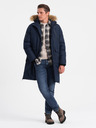 Ombre Clothing Dunkelblaue Herren Winterjacke mit Kunstpelz Ombre Clothing Alaskan