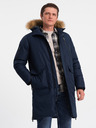 Ombre Clothing Dunkelblaue Herren Winterjacke mit Kunstpelz Ombre Clothing Alaskan